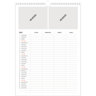Agenda familiar A3 — Desenhe o seu próprio produto - Família de 4 [Fevereiro]