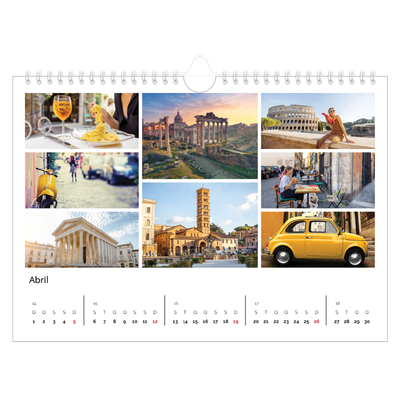 Calendário A4 horizontal — Moldura [Abril]