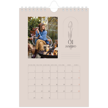 Calendário A5 — Botânica simples