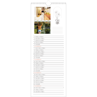 Calendário fino  — Botânica simples [Abril]