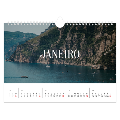 Calendário A4 horizontal — Escapadinha infinita [Janeiro]
