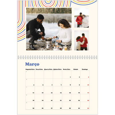 Calendário A4 duplo — Linhas retro [Março]