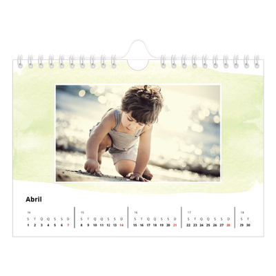 Calendário A5 horizontal — Fundos de aquarela [Abril]