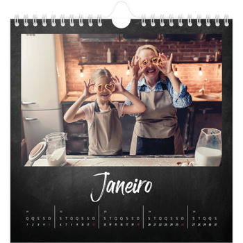 Calendário fotográfico quadrado — Estilo de quadro-negro