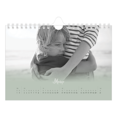 Calendário A5 horizontal — Verde enevoado [Março]