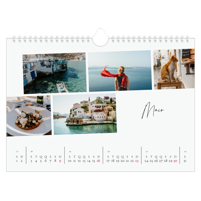 Calendário A4 horizontal — Férias na cidade [Maio]
