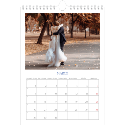 Calendário fotográfico A4 — Clássico cobalto [Março]