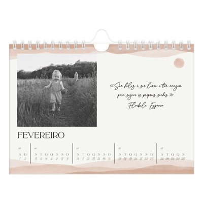 Calendário A5 horizontal — Citações de bem-estar [Fevereiro]