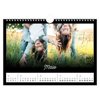 Calendário A4 horizontal — Preto mínimo [capa]