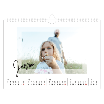 Calendário de Fotografias A4 Paisagem — Moldura transparente