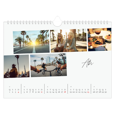 Calendário A4 horizontal — Férias na cidade [Abril]