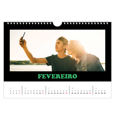 Calendário A4 horizontal — Tipo divertido [Fevereiro]