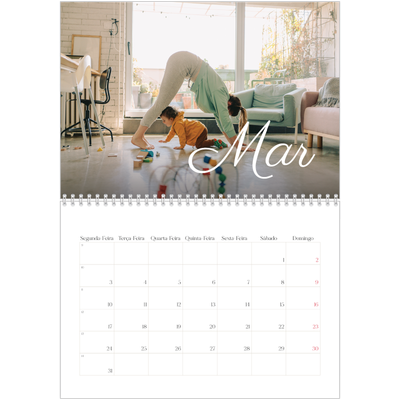 Calendário A4 duplo — Mês escrito à mão [Março]