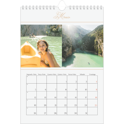 Calendário fotográfico A4 — Faixa de script dourada [capa]