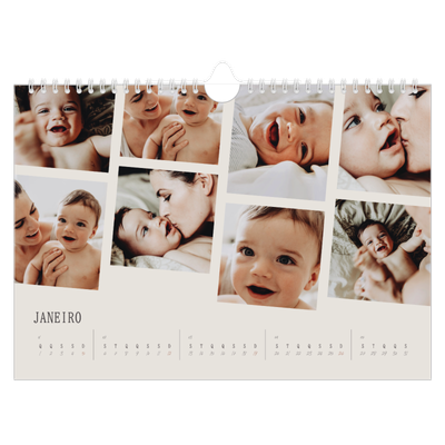 Calendário A4 horizontal — Memórias em movimento [Janeiro]