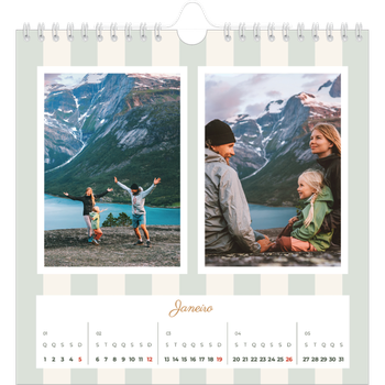Calendário fotográfico quadrado — Escrita e riscas