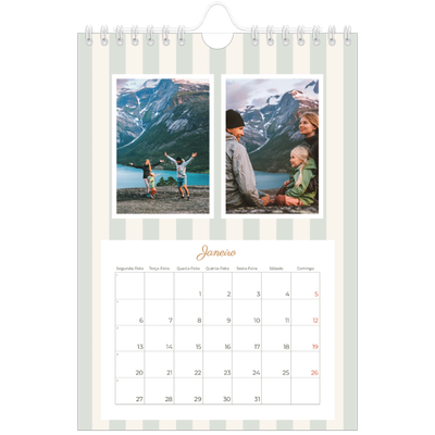 Calendário A5 — Escrita e riscas [Janeiro]