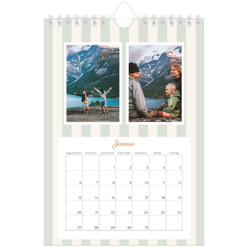 Calendário A5 — Escrita e riscas