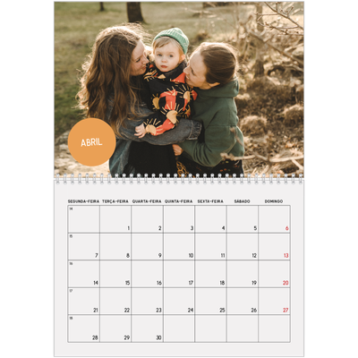 Calendário A4 duplo — Autocolante de fotografia [Abril]