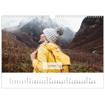 Calendário fotográfico horizontal A3 — Calendário clássico