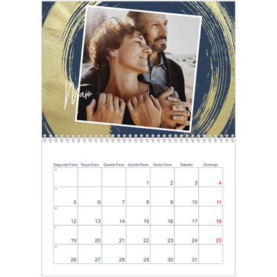 Calendário A4 duplo — Fundos com pincel dourado [capa]