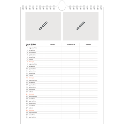 Agenda familiar A4 — Desenhe o seu próprio produto - Família de 3 [Janeiro]