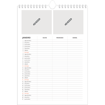 Calendário fotográfico A4 — Desenhe o seu próprio produto - Família de 3