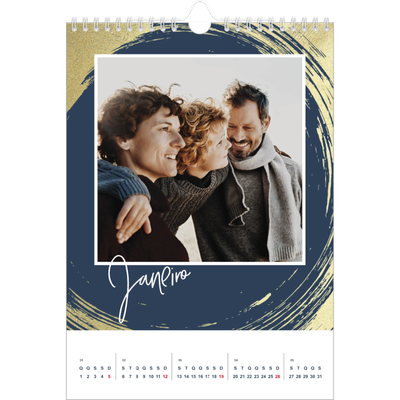 Calendário fotográfico A4 — Fundos com pincel dourado [Janeiro]