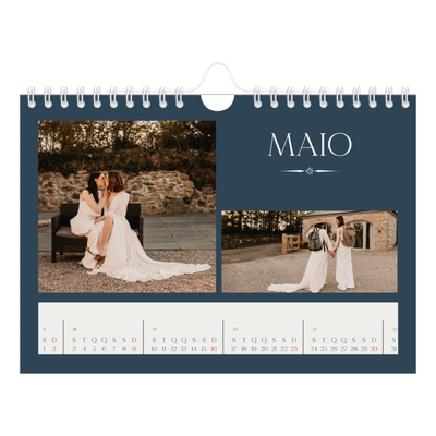 Calendário A5 horizontal — Ardósia e serifas [Maio]