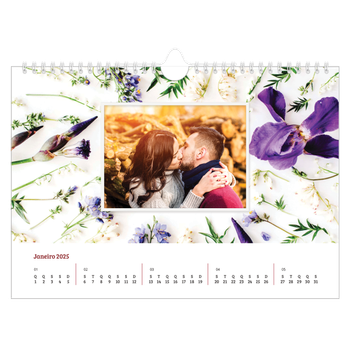 Calendário de Fotografias A4 Paisagem — Molduras de flores