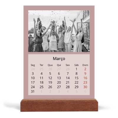 Calendário de mesa com suporte em madeira - vertical  — Neo Scandi [Março]