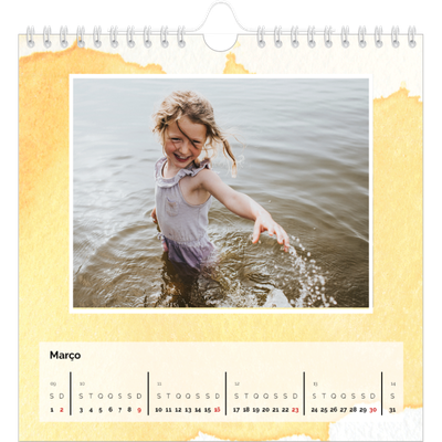 Calendário quadrado — Fundos de aquarela [Março]