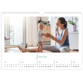 Calendário fotográfico horizontal A3 — Olá mundo