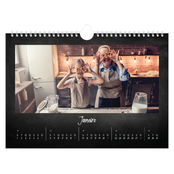 Calendário de Fotografias A4 Paisagem — Estilo de quadro-negro