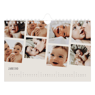 Calendário A5 horizontal — Memórias em movimento [Janeiro]