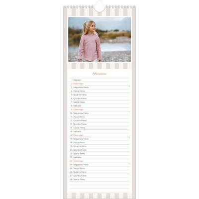 Calendário fino  — Escrita e riscas [Fevereiro]