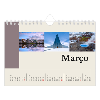 Calendário A5 horizontal — Vistas do mundo [Março]