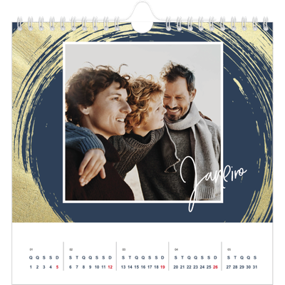 Calendário quadrado — Fundos com pincel dourado [Janeiro]
