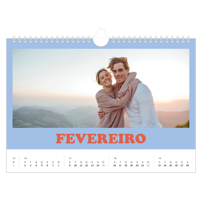 Calendário A4 horizontal — Molduras retro [Fevereiro]