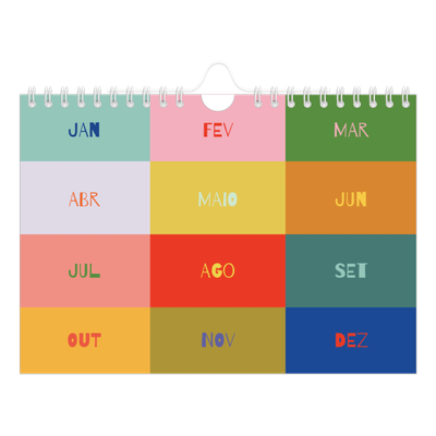 Calendário A5 horizontal — Divertido e colorido [capa]