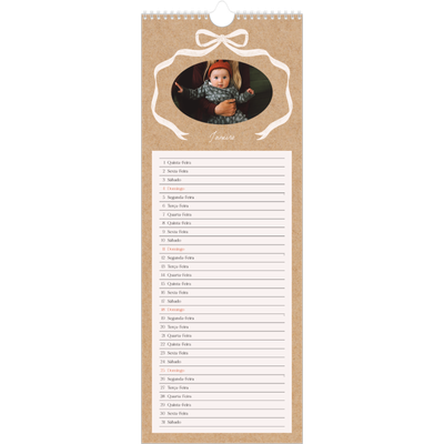 Calendário fino  — Papel kraft e laço [Janeiro]