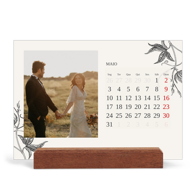 Calendário de mesa com suporte em madeira - horizontal  — Tinta e hera [capa]