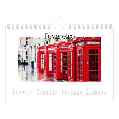 Calendário A5 horizontal — O meu diário de viagem [Fevereiro]