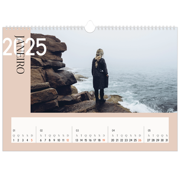 Calendário fotográfico horizontal A3 — Texto sobreposto