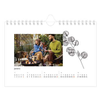 Calendário de Fotografias A5 Paisagem — Desenhos de flores