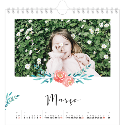 Calendário quadrado — Ilustrações de flores [Março]
