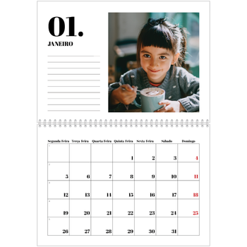 Calendário fotográfico duplo A4 — Serif e momentos