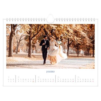 Calendário A4 horizontal — Clássico cobalto [Janeiro]