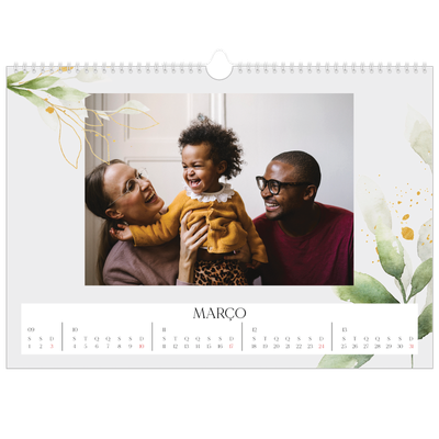 Calendário A3 Horizontal — Salpicos florais [Março]