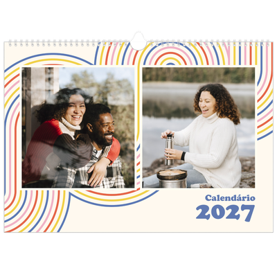 Calendário A3 Horizontal — Linhas retro [capa]